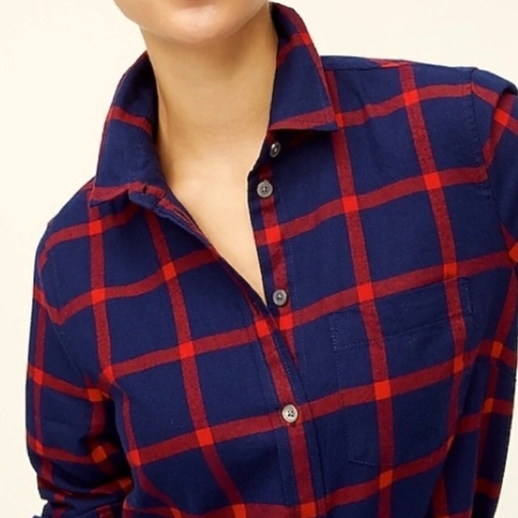J Crew Womens Flannel Red & Blue Plaid Button Up Long Sleeve Button Up Size 12 - Picture 9 of 9